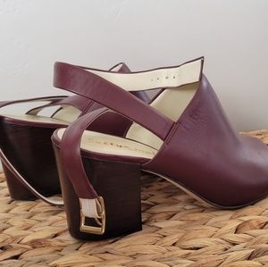 Better Muller Maroon Wedge Sandals